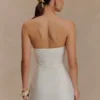 Steph Strapless Linen Mini Dress – White