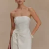 Steph Strapless Linen Mini Dress – White