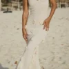 Suki Knit Maxi Dress With Flowers – Nude
