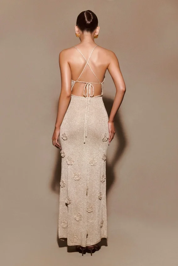 Suki Metallic Knit Maxi Dress – Gold Suki Metallic Knit Maxi Dress – Gold