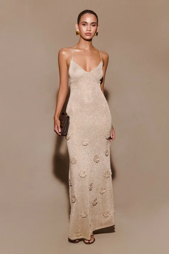Suki Metallic Knit Maxi Dress – Gold Suki Metallic Knit Maxi Dress – Gold