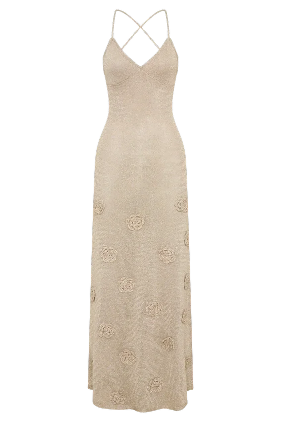 Suki Metallic Knit Maxi Dress – Gold Suki Metallic Knit Maxi Dress – Gold