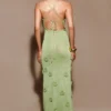 Suki Metallic Knit Maxi Dress – Pastel Green
