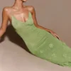 Suki Metallic Knit Maxi Dress – Pastel Green