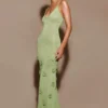 Suki Metallic Knit Maxi Dress – Pastel Green