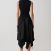 Coralie Asymmetric Satin Midi Skirt – Black Coralie Asymmetric Satin Midi Skirt – Black