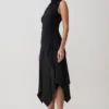 Coralie Asymmetric Satin Midi Skirt – Black Coralie Asymmetric Satin Midi Skirt – Black
