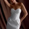 Suzette Taffeta Bow Mini Dress – White Suzette Taffeta Bow Mini Dress – White