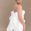 Suzette Taffeta Bow Mini Dress – White Suzette Taffeta Bow Mini Dress – White