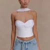 Talia Chiffon And Linen Halter Top – White Talia Chiffon And Linen Halter Top – White