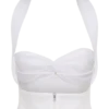 Talia Chiffon And Linen Halter Top – White Talia Chiffon And Linen Halter Top – White