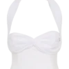 Talia Chiffon And Linen Halter Top – White Talia Chiffon And Linen Halter Top – White