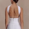 Talia Chiffon And Linen Halter Top – White Talia Chiffon And Linen Halter Top – White