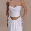 Talia Chiffon And Linen Halter Top – White Talia Chiffon And Linen Halter Top – White