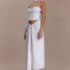 Talia Chiffon And Linen Halter Top – White Talia Chiffon And Linen Halter Top – White