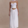 Talia Chiffon And Linen Halter Top – White Talia Chiffon And Linen Halter Top – White