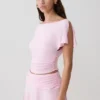 Talise Modal Flounce Short Sleeve Top – Ballet Pink Talise Modal Flounce Short Sleeve Top – Ballet Pink