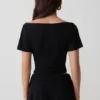 Talise Modal Flounce Short Sleeve Top – Black Talise Modal Flounce Short Sleeve Top – Black
