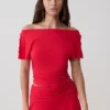Talise Modal Flounce Short Sleeve Top – Red Talise Modal Flounce Short Sleeve Top – Red