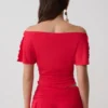 Talise Modal Flounce Short Sleeve Top – Red Talise Modal Flounce Short Sleeve Top – Red