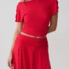 Talise Modal Flounce Short Sleeve Top – Red Talise Modal Flounce Short Sleeve Top – Red