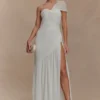 Tamara Shirred Chiffon Midi Dress – White