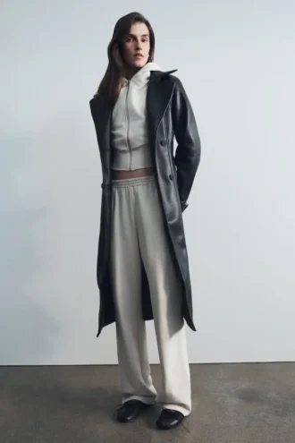Tarah Faux Leather Trench Coat – Black Tarah Faux Leather Trench Coat – Black