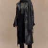Tarah Faux Leather Trench Coat – Black