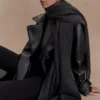 Tarah Faux Leather Trench Coat – Black