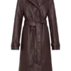Tarah Faux Leather Trench Coat – Cacao Brown
