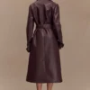 Tarah Faux Leather Trench Coat – Cacao Brown