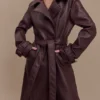 Tarah Faux Leather Trench Coat – Cacao Brown