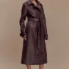 Tarah Faux Leather Trench Coat – Cacao Brown