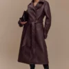 Tarah Faux Leather Trench Coat – Cacao Brown