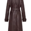 Tarah Faux Leather Trench Coat – Cacao Brown