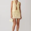 Tessa Broderie Tie Front Sleeveless Top – Lemon