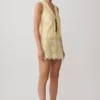 Tessa Broderie Tie Front Sleeveless Top – Lemon
