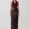 Calla Collared Sleeveless Halter Top – Merlot Calla Collared Sleeveless Halter Top – Merlot