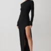 Thalyn Crepe Maxi Dress With Split – Black Thalyn Crepe Maxi Dress With Split – Black
