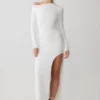 Thalyn Crepe Maxi Dress With Split – White