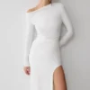 Thalyn Crepe Maxi Dress With Split – White