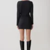 Thao Long Sleeve Gathered Mini Dress – Dark Charcoal