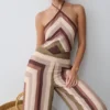 Thea Halter Chiffon Sleeveless Top – Multi Stripe