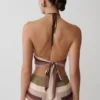 Thea Halter Chiffon Sleeveless Top – Multi Stripe