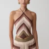 Thea Halter Chiffon Sleeveless Top – Multi Stripe