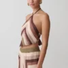 Thea Halter Chiffon Sleeveless Top – Multi Stripe