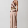 Rachel Chiffon Straight Leg Pants – Multi Stripe
