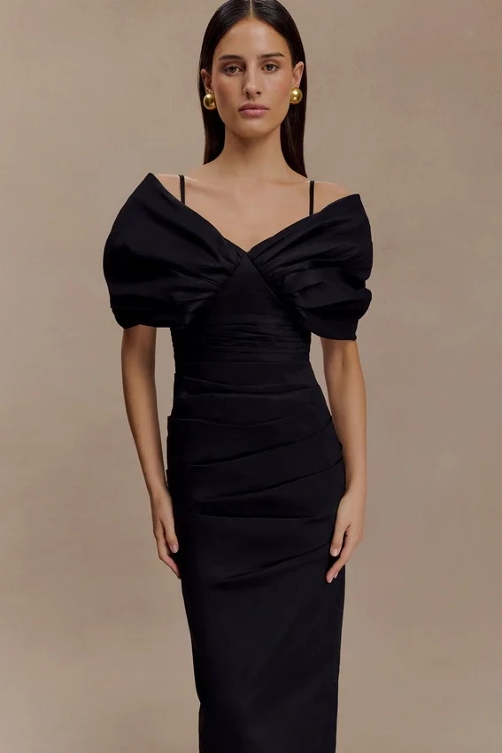 Thelma Bardot Maxi Dress – Black Thelma Bardot Maxi Dress – Black