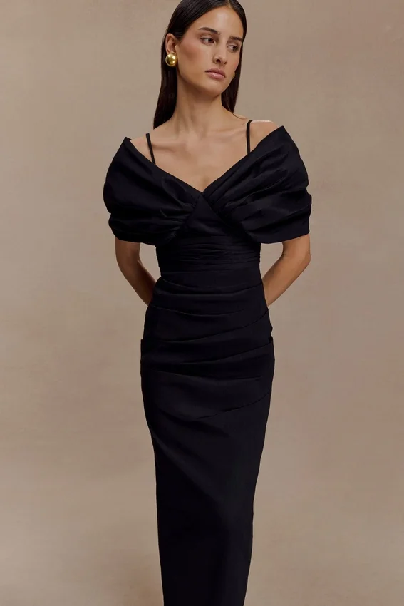 Thelma Bardot Maxi Dress – Black Thelma Bardot Maxi Dress – Black