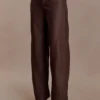 Theo Faux Leather Mid Rise Pants – Dark Chocolate Theo Faux Leather Mid Rise Pants – Dark Chocolate